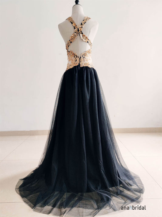 Black And Rose Gold Wedding Party Dress