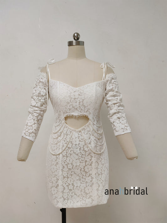 Ivory Lace Embellished Short Wedding Dress