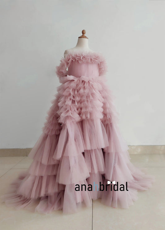 Mauve Tulle Beautiful Flower Girl Dress