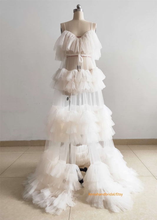 Cream Tulle Photo Shoot Dress