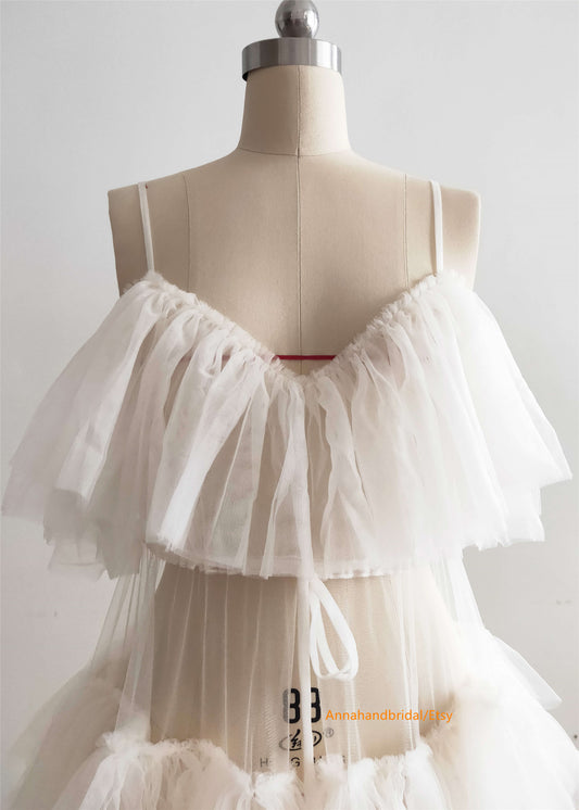 Cream Tulle Photo Shoot Dress