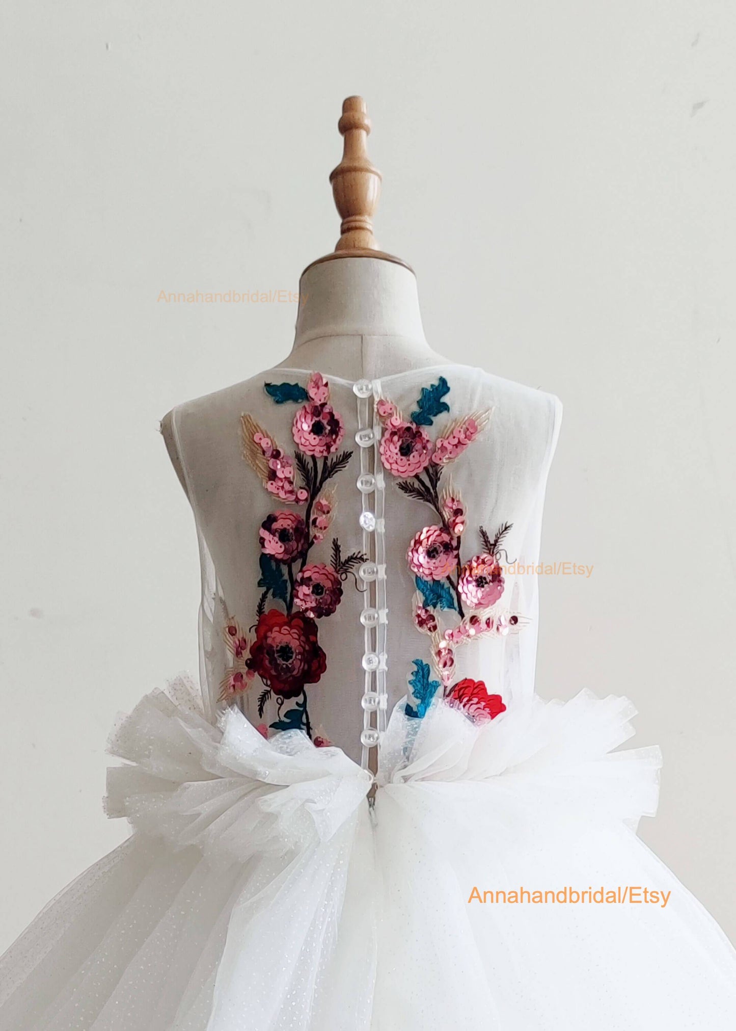 Sparkly Embroidery Lace Tulle Little Girl Dress