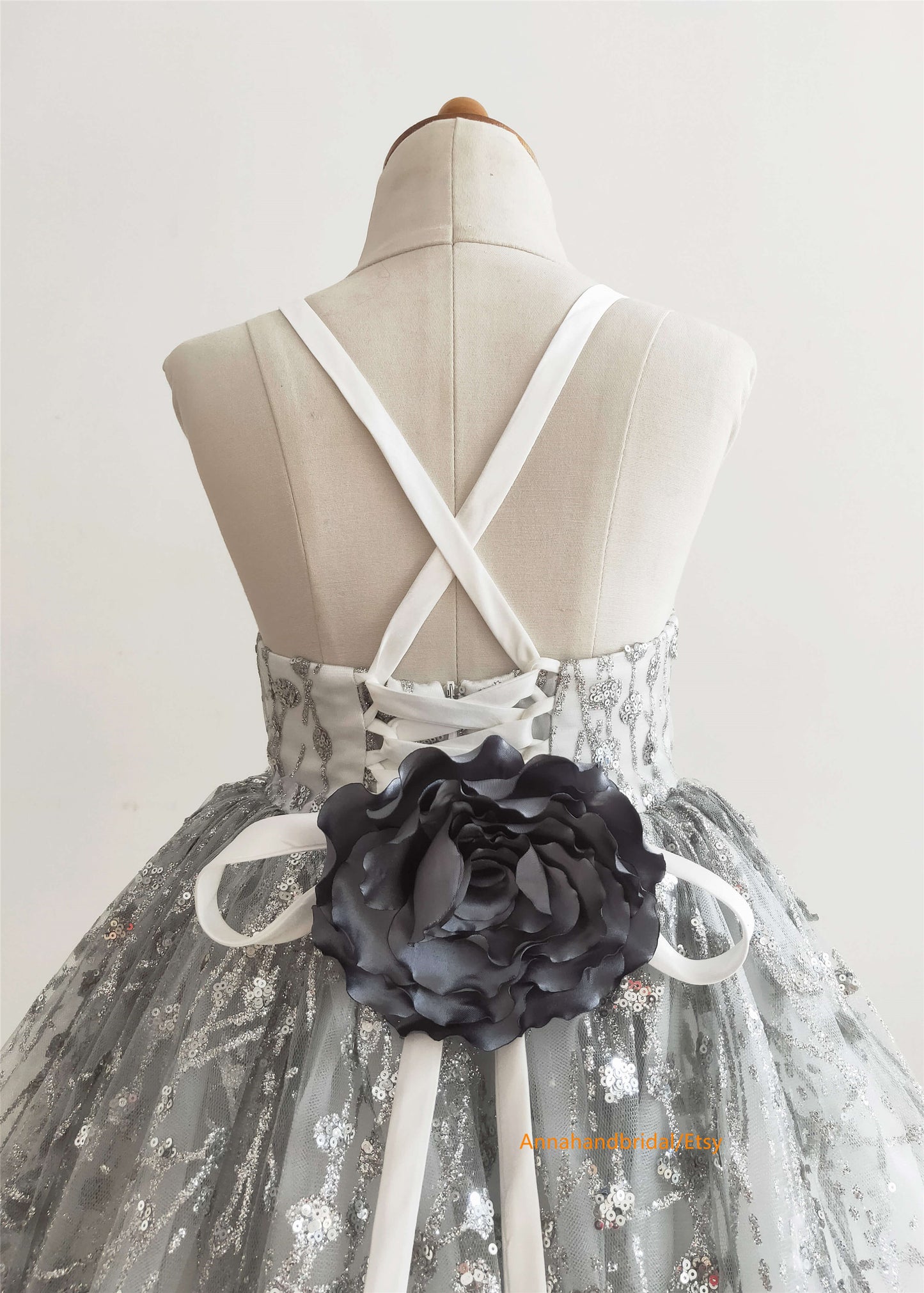 Silver Grey Sparkle Little Girl Dress