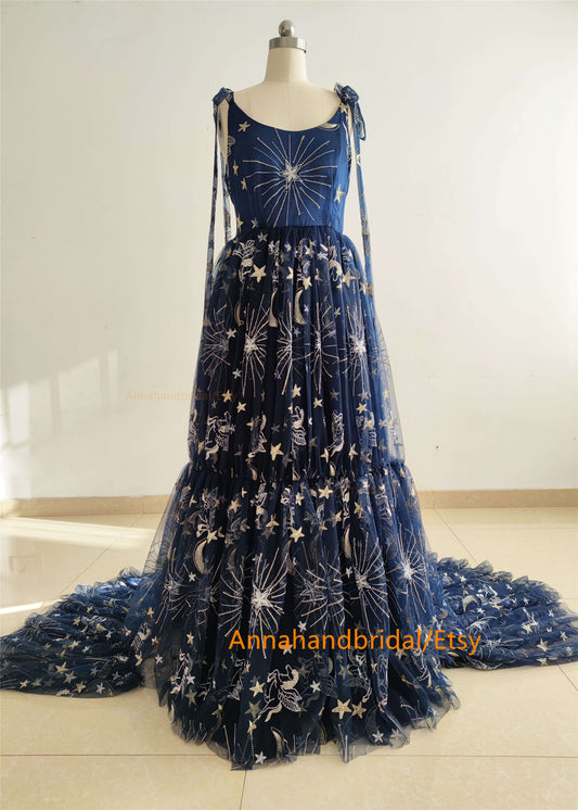 Navy Blue Lace Photoshot Dress