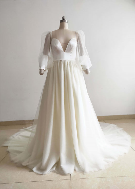 Cream Satin Tulle Photo Shot Dress
