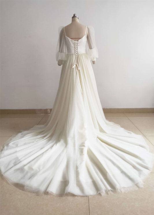 Cream Satin Tulle Photo Shot Dress