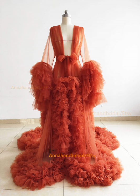 Rust Tulle Maternity Dress