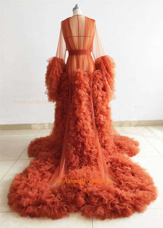 Rust Tulle Maternity Dress