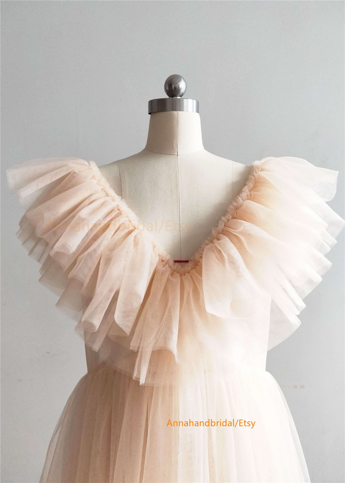 Champagne Tulle Maternity Dress