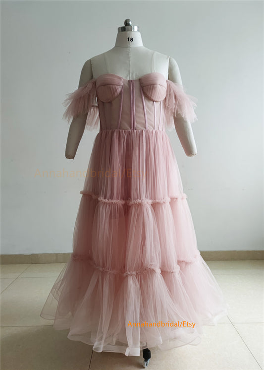 Mauve Tulle Short Photo Shot Dress