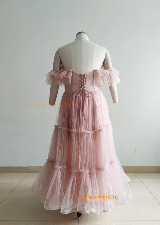 Mauve Tulle Short Photo Shot Dress