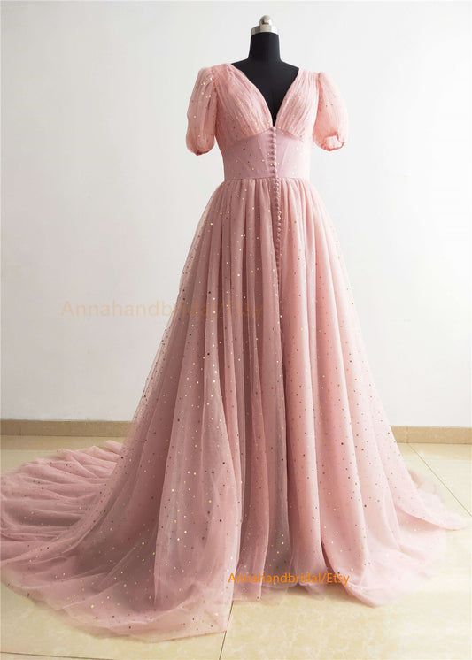 Mauve Sparkle Tulle Photo shot Dress