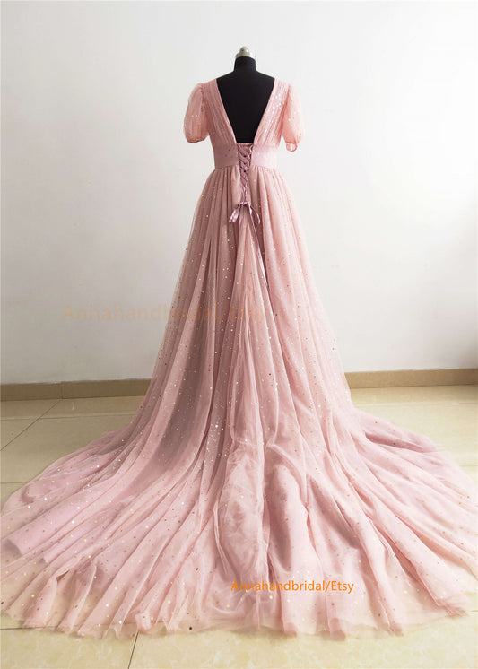 Mauve Sparkle Tulle Photo shot Dress