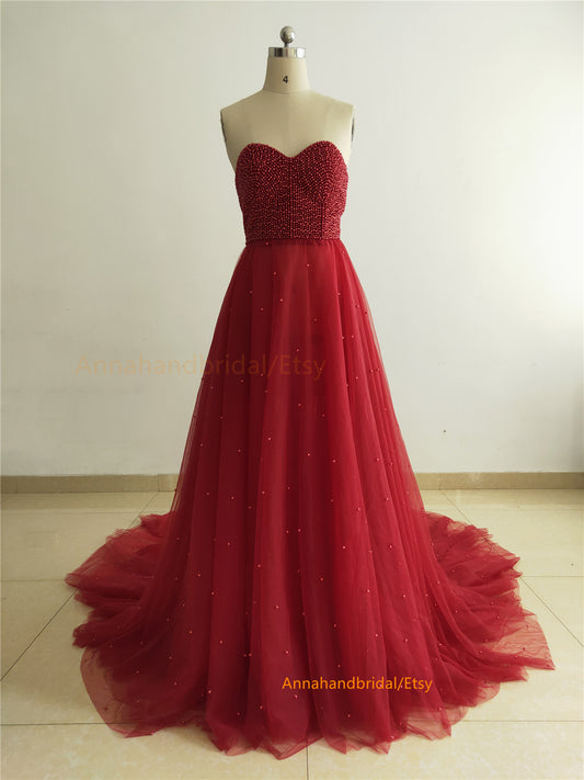 Burgundy Pearls Photo Shot Dress