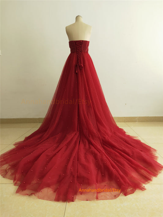 Burgundy Pearls Photo Shot Dress