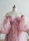 Pink Printed Organza Maternity Dress