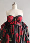 Red Rose Chiffon Maternity Dress For Photo Shoot