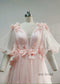 Pink Floral Lace Tulle Romantic Wedding Dress
