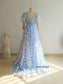Light Blue 3D Floral Lace Pearls Prom Dress/Anniversary Party Dress
