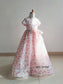 Pink Printed Chiffon Flower Girl Dress