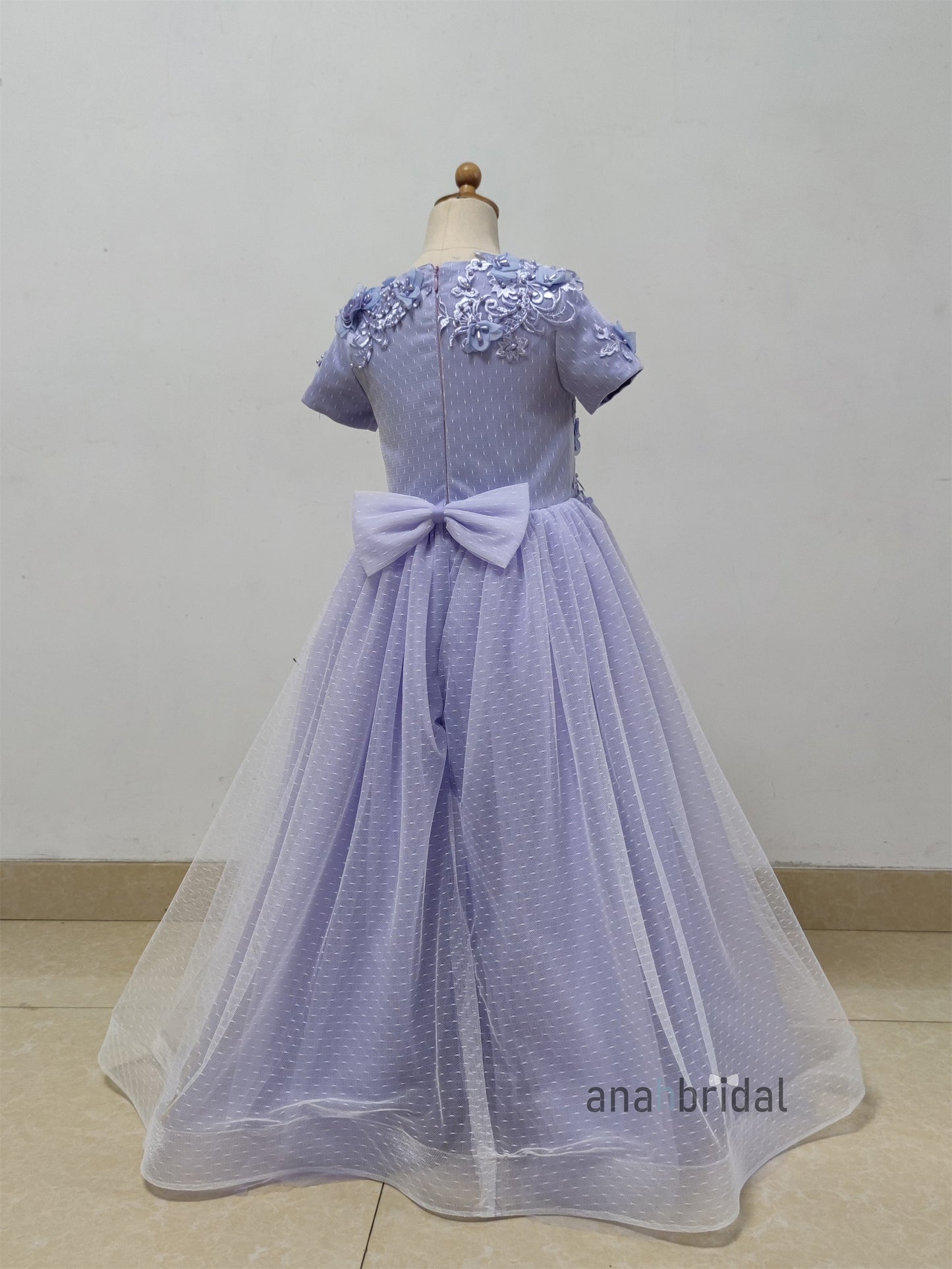 Lavender Pearls Lace Flower Girl Dress/Girl Party Dress