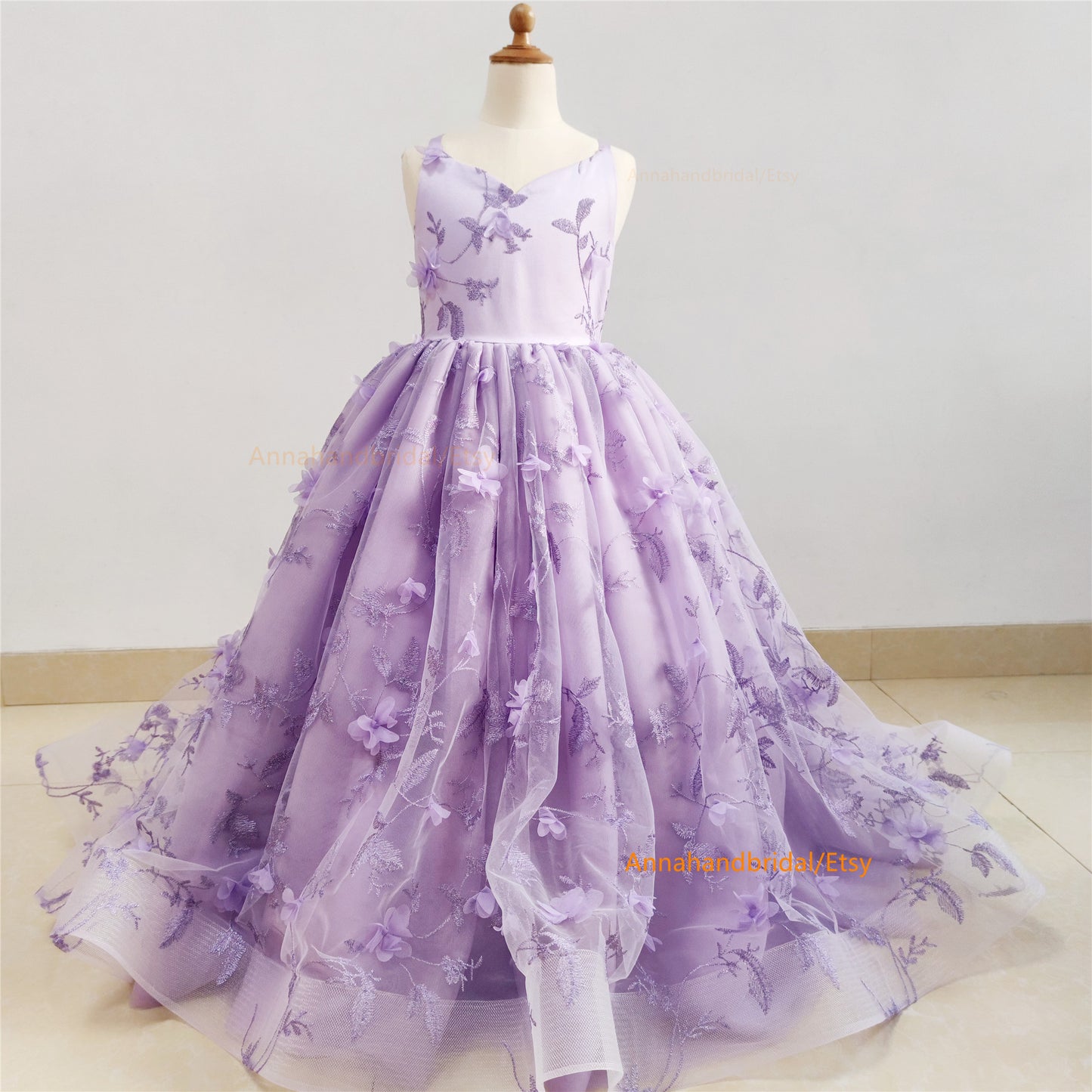 Lavender Lace Tulle Flower Girl Dress