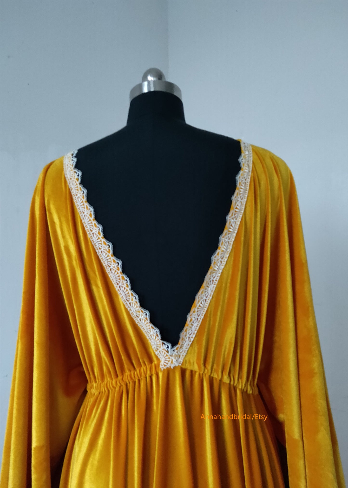 Yellow Gold Velvet Baby shower Dress