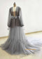 Gray Pearls Tulle Maternity Dress