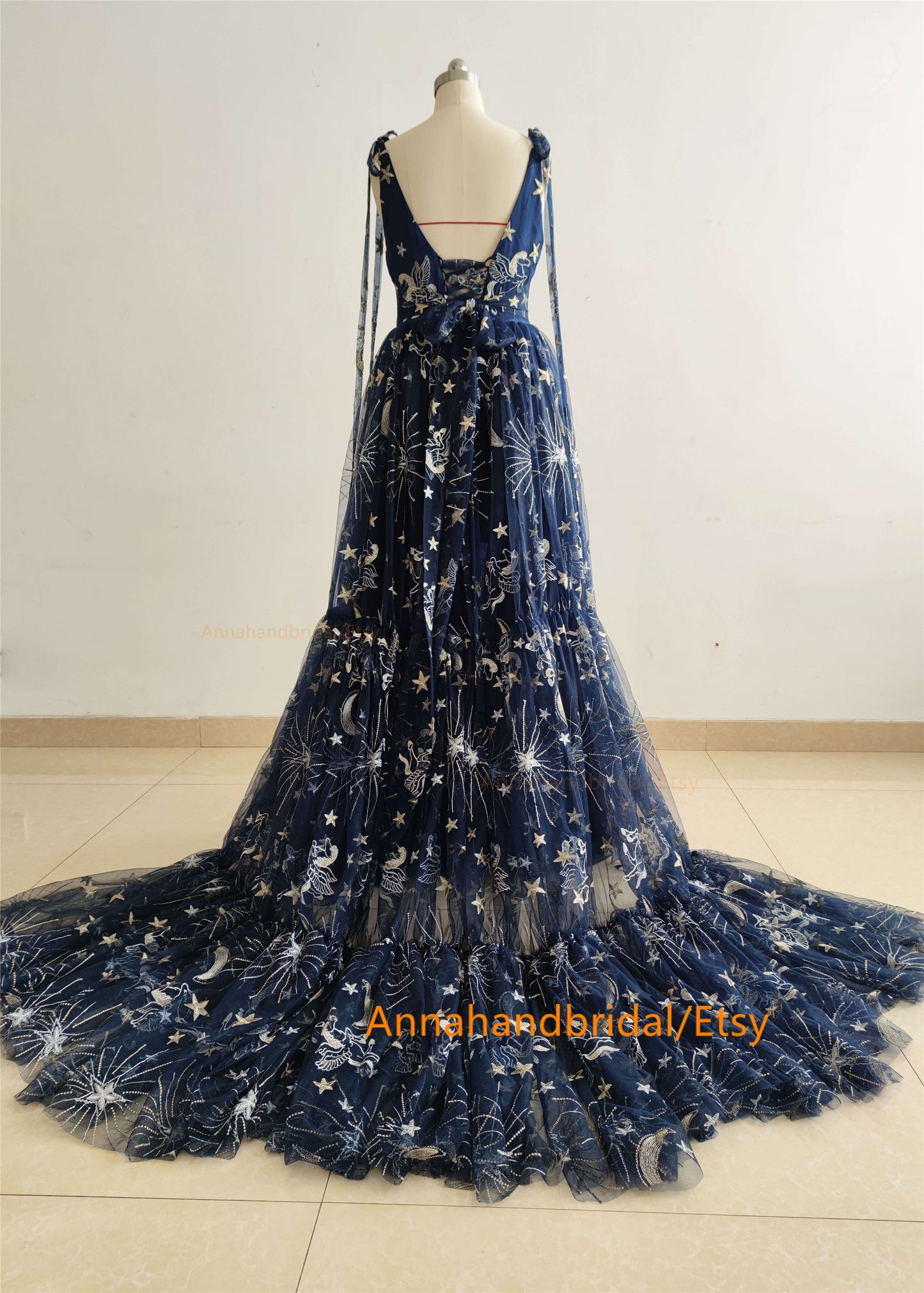 Navy Blue Lace Photoshot Dress