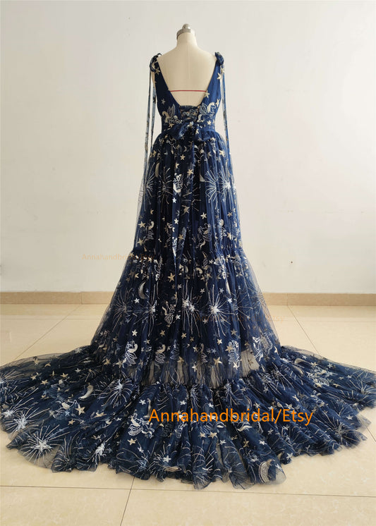 Navy Blue Lace Photoshot Dress