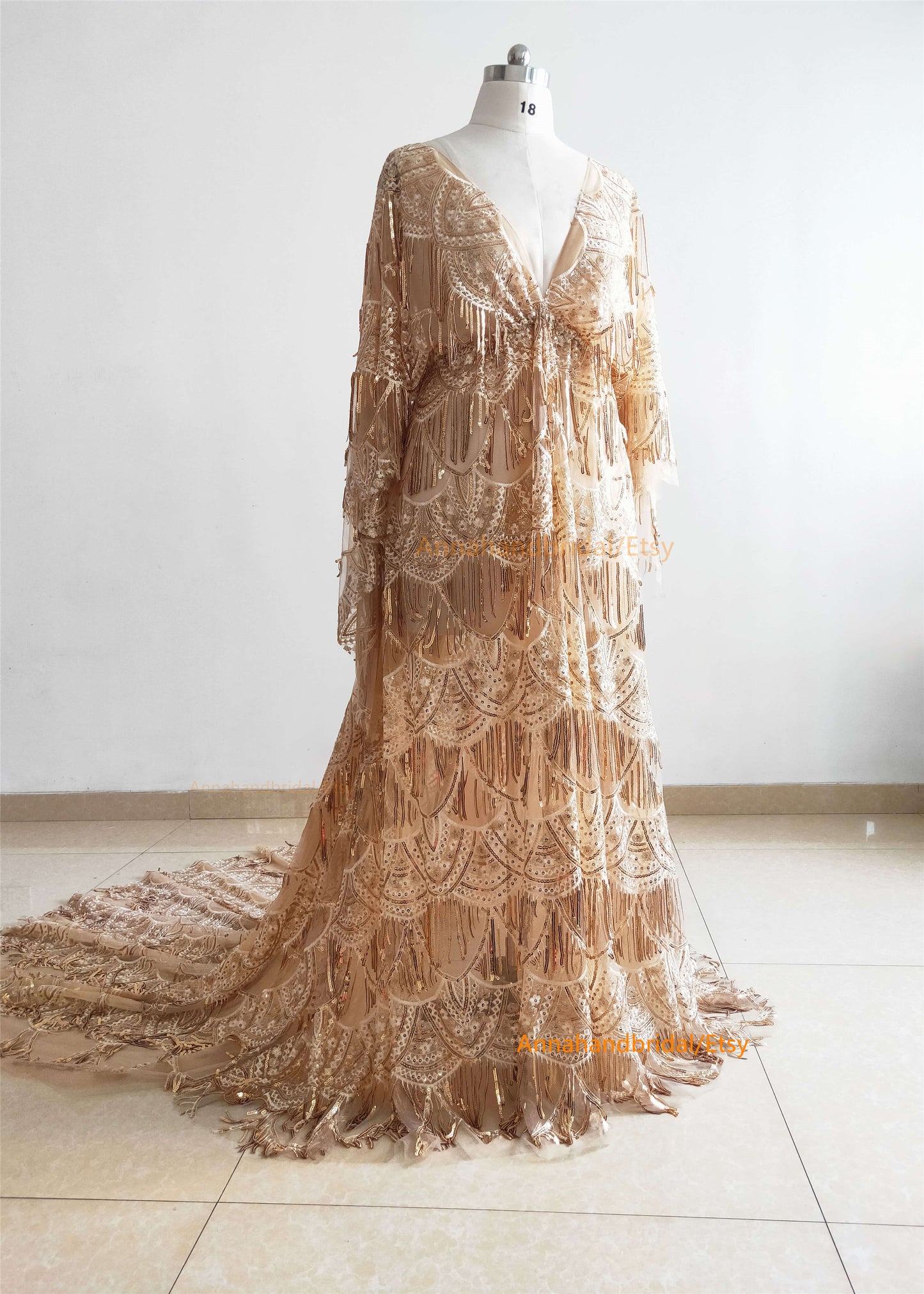 Champagne Gold Photo Shot Dress/Babyshower Dress/Maternity Dress