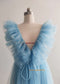 Blue Tulle Ruffled Maternity Dress/Photo Shoot Dress